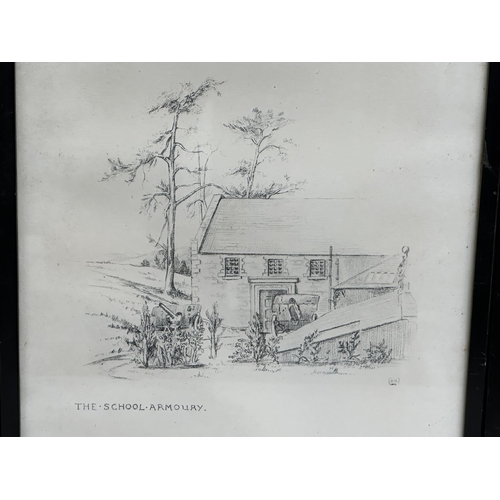 279C - A set of 4 framed pencil drawings. Signed KB. Robert Bunting Fine Art Dealer. 26x32cm