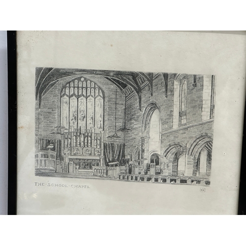 279C - A set of 4 framed pencil drawings. Signed KB. Robert Bunting Fine Art Dealer. 26x32cm