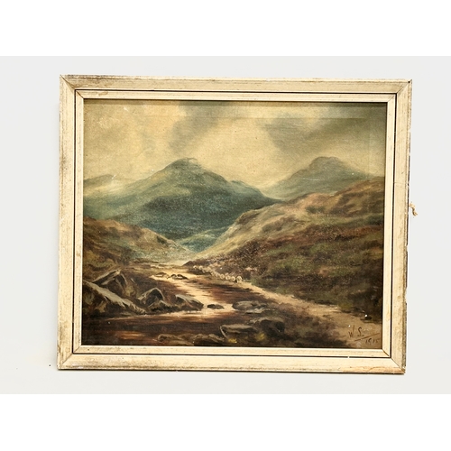 279D - An early 20th century oil painting on canvas signed W.S. Dated 1915. 41.5x35.5cm. Frame 48x41cm