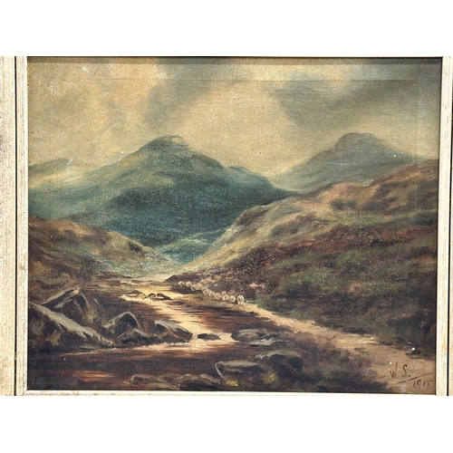 279D - An early 20th century oil painting on canvas signed W.S. Dated 1915. 41.5x35.5cm. Frame 48x41cm