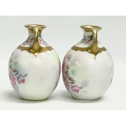 299S - A pair of early 20th century hand painted vases by Volkstedt Rudolstadt Beyer and Bock. 1900-1910. 8... 