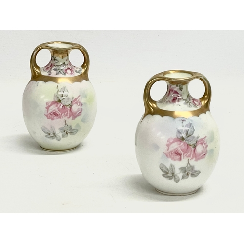 299S - A pair of early 20th century hand painted vases by Volkstedt Rudolstadt Beyer and Bock. 1900-1910. 8... 