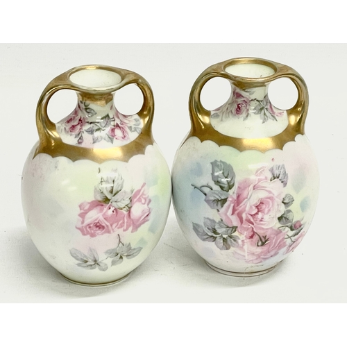 299S - A pair of early 20th century hand painted vases by Volkstedt Rudolstadt Beyer and Bock. 1900-1910. 8... 