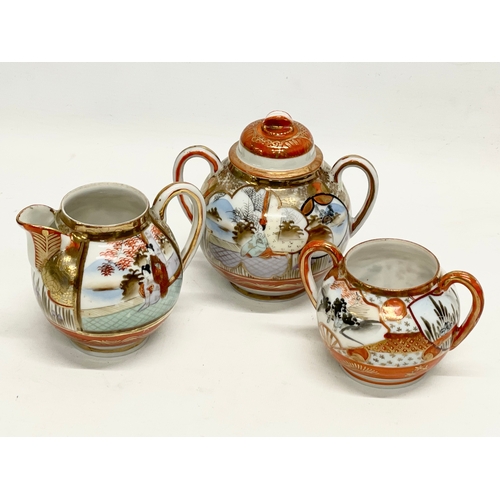 299U - 3 pieces of early 20th century Japanese Kutani porcelain.