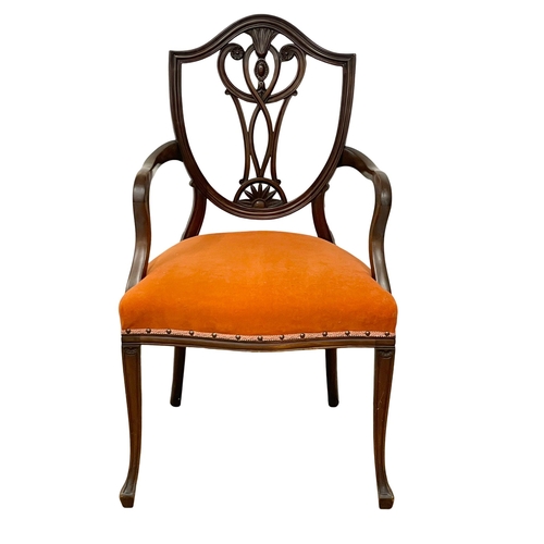 1003 - An early 20th century Hepplewhite style mahogany parlour chair. Circa 1900-1910. (2)