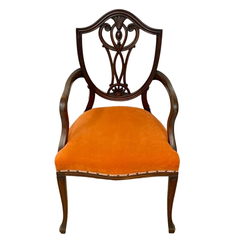 1003 - An early 20th century Hepplewhite style mahogany parlour chair. Circa 1900-1910. (2)