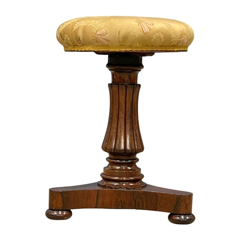 1004 - A good quality William IV rosewood piano stool. (2)