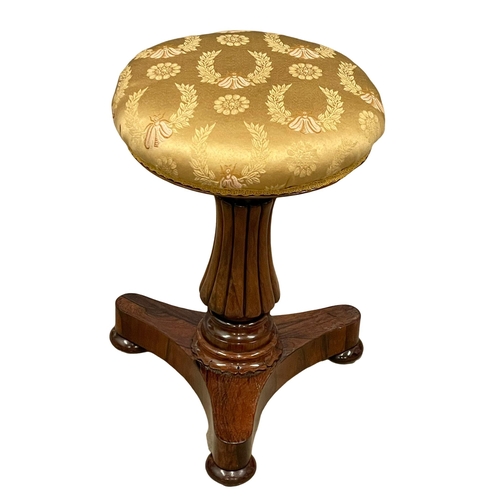 1004 - A good quality William IV rosewood piano stool. (2)