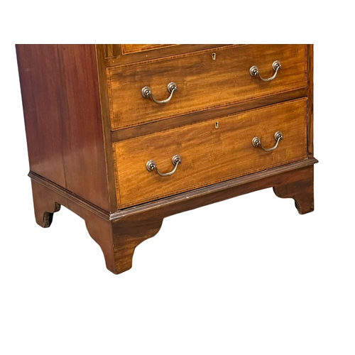 1005 - A late 19th century Sheraton Revival inlaid mahogany bureau bookcase. Circa 1890. 66x46x186cm. (5)