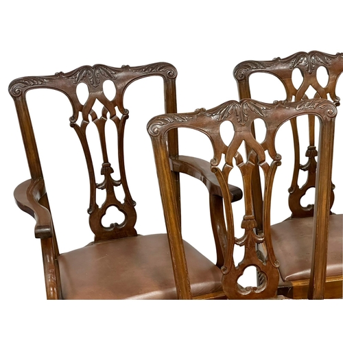 1066 - A set of 6 good quality late 19th century Chippendale Revival mahogany dining chairs on Ball & Claw ... 