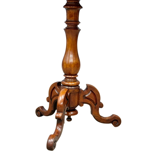 1086 - A Victorian mahogany pedestal occasional table on carved cabriole legs. 67x51x73cm (5)