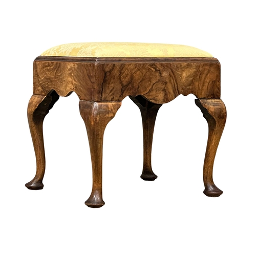 1093 - A late 19th century George I style walnut footstool. Circa 1890. 49x42x46cm (5)