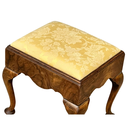 1093 - A late 19th century George I style walnut footstool. Circa 1890. 49x42x46cm (5)