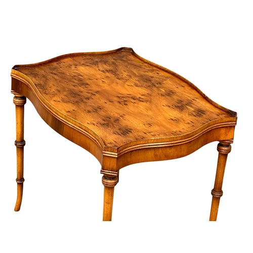 1096 - A George III style Yew Wood gallery end table on tambour legs. 55x41x46cm (11)