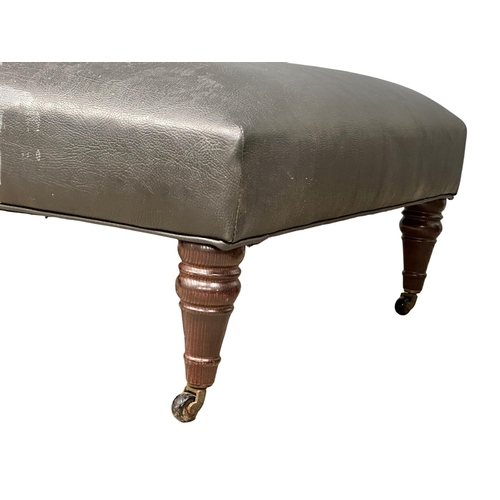 1098 - A large Victorian style country house stool. 105x84x39cm (7)