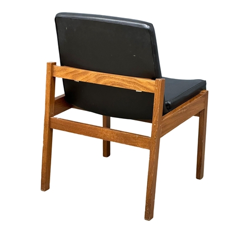 1123 - A Mid Century teak and black vinyl desk chair. (6)