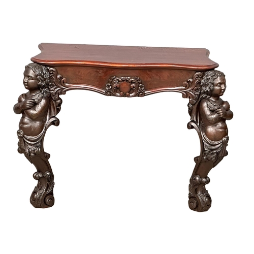 1131 - A large Victorian mahogany console table. 105x61x88cm (6)