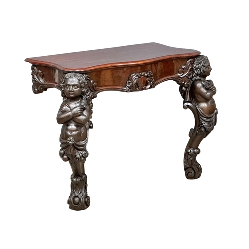 1131 - A large Victorian mahogany console table. 105x61x88cm (6)