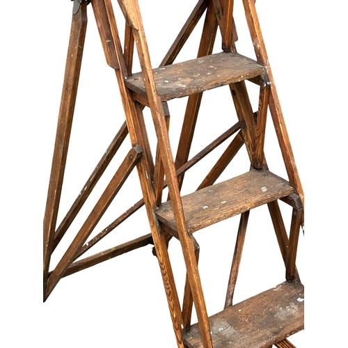 277 - Early 20th century Jones’s Patents folding stepladders. 1910-1920. 121cm