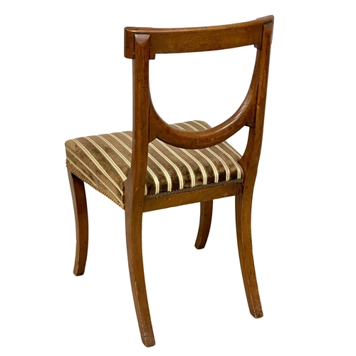 808 - A set of 8 good quality late Regency mahogany dining chairs with Reeded Splat backs and brass mounts... 