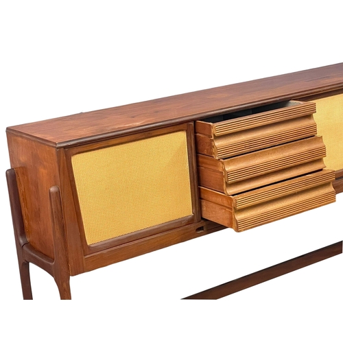 814 - An Elliots of Newbury Mid Century teak dining set. Highboard with retracting drop leaf dining table ... 