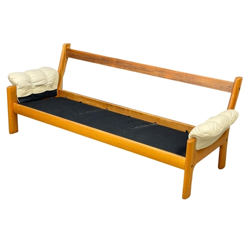 834 - A 2 piece Norwegian Mid Century teak and leather suite by Ekorness. 1970’s. 3 seater 211cm. 2 seater... 