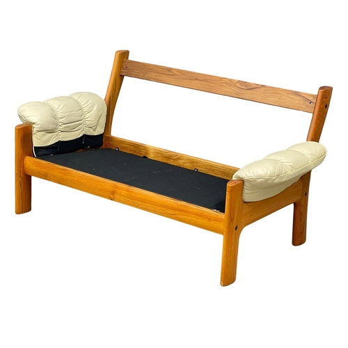 834 - A 2 piece Norwegian Mid Century teak and leather suite by Ekorness. 1970’s. 3 seater 211cm. 2 seater... 