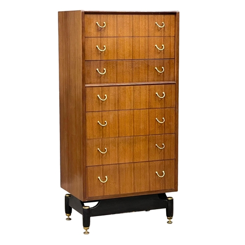 835 - A 1950’s G-Plan Librenza Tola Wood tallboy chest of drawers. E.Gomme. 61x41x128cm (11)