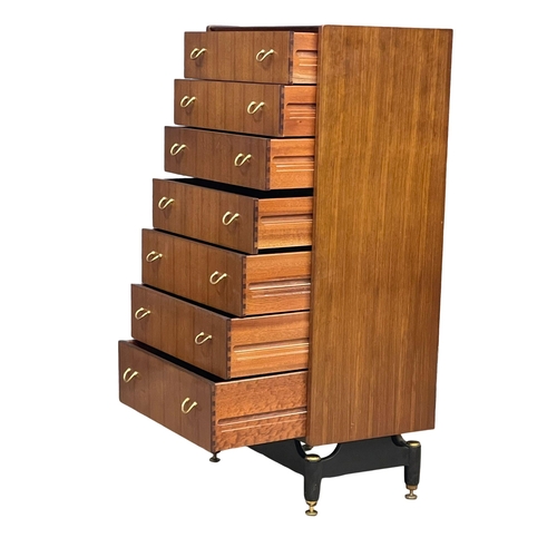 835 - A 1950’s G-Plan Librenza Tola Wood tallboy chest of drawers. E.Gomme. 61x41x128cm (11)