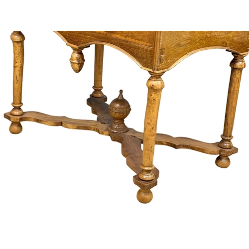 838 - A large late 19th century North European oak side table with marble top and drawer. Circa 1860-1880.... 