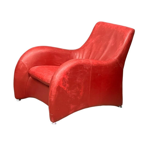 849 - A leather ‘Loge’ lounge chair and stool designed by Gerard van den Berg for Montis. (5)