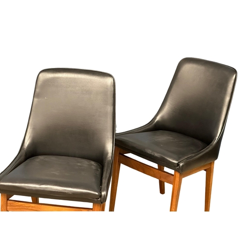 854 - A set of 4 good quality Mid Century teak and black vinyl dining chairs. 1960’s. (8)