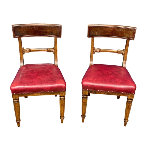 863 - A set of 6 William IV mahogany Bar Back dining chairs with red vinyl seats. Circa 1830. (1)