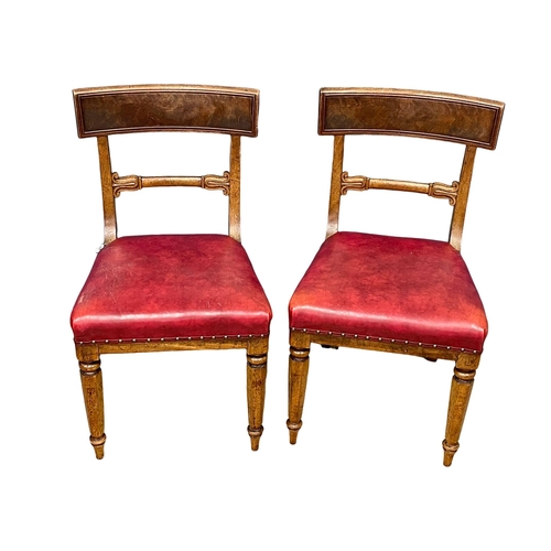 863 - A set of 6 William IV mahogany Bar Back dining chairs with red vinyl seats. Circa 1830. (1)