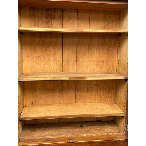 882 - A Victorian mahogany secretaire  bookcase, with double glazed door and adjustable shelves. 85x52x210... 