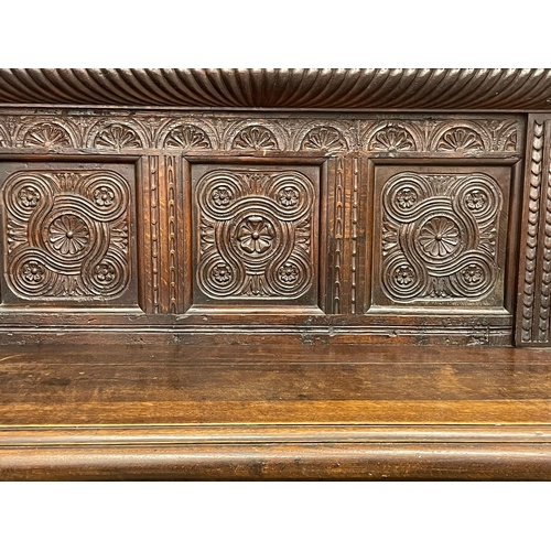 883 - A good quality 19th century Jacobean Revival oak buffet console table with carved Man of the Forest ... 