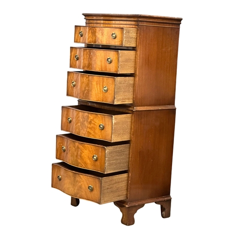 889 - A George III style mahogany serpentine front tallboy chest of drawers. 58x41x131cm (4)