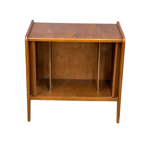 897 - A Mid Century walnut record cabinet with tambour doors. 1950-1960 70.5x38.5x66.5cm. (2)