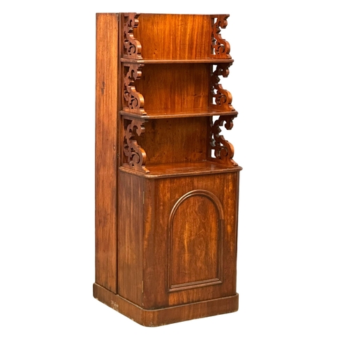 908 - A Victorian mahogany dining room leaf cabinet with 3 tier shelves and cupboard. Circa 1860. 60.5x60x... 