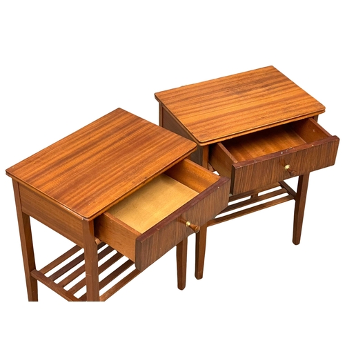 911 - A pair of Mid Century teak bedside tables/lamp tables designed by Peter hayward for Vanson. 1960. 43... 