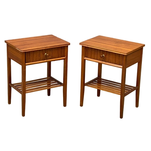 911 - A pair of Mid Century teak bedside tables/lamp tables designed by Peter hayward for Vanson. 1960. 43... 