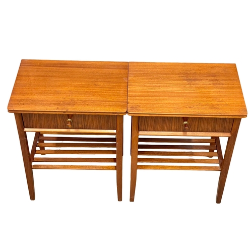 911 - A pair of Mid Century teak bedside tables/lamp tables designed by Peter hayward for Vanson. 1960. 43... 