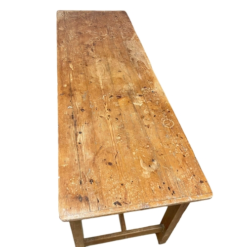 934 - A large Victorian pine farmhouse kitchen preparation table. Circa 1890. 178x60x76cm (13)