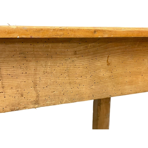 934 - A large Victorian pine farmhouse kitchen preparation table. Circa 1890. 178x60x76cm (13)