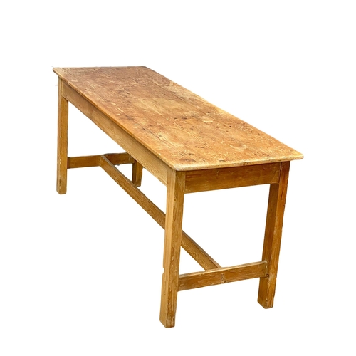 934 - A large Victorian pine farmhouse kitchen preparation table. Circa 1890. 178x60x76cm (13)