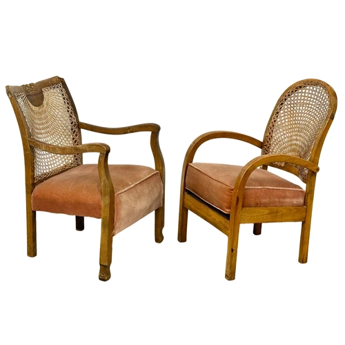 938 - 2 1930’s bergere back armchairs. (5)