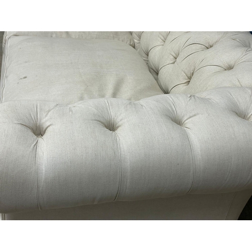 952 - A large good quality vintage deep button 2 seater sofa. 216cm (11)