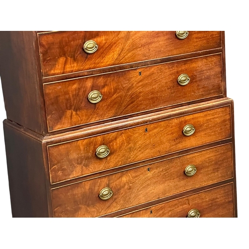 959 - A large George III mahogany chest on chest. Circa 1800. 114x52x180.5cm (7)