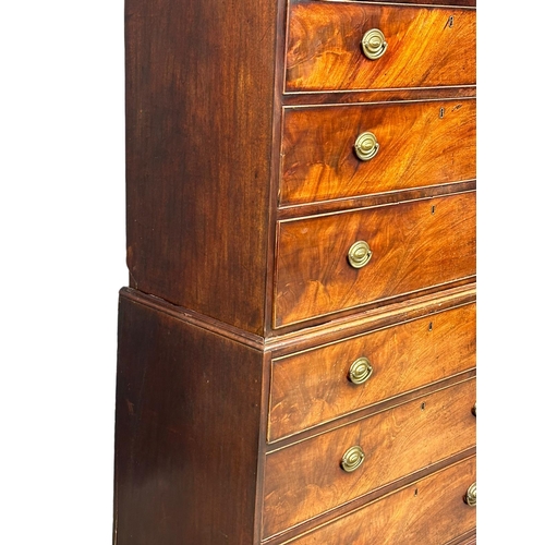 959 - A large George III mahogany chest on chest. Circa 1800. 114x52x180.5cm (7)