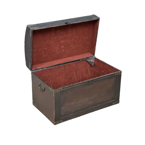 98 - A 19th century style leather brass bound trunk. 71x40x47cm